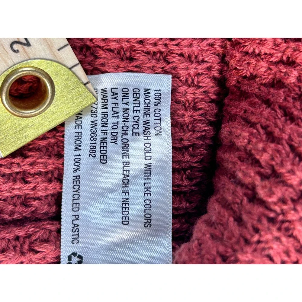 Knox Rose Women Pink Cold Shoulder Cotton Knit Sweater Small Rosewood Waffle
